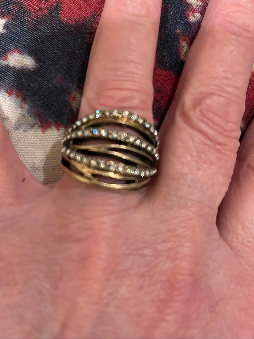 Gold Multi-Band Crystal Ring - Women Jewelry